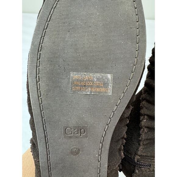 Gap Women's Brown Suede Fringe Moccasin Ankle Boots Boho Western Style Size 7 - Picture 9 of 9